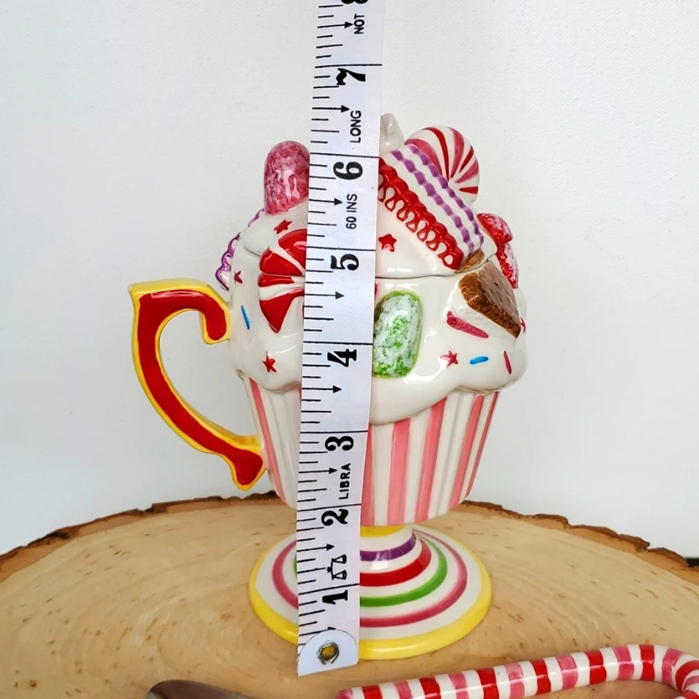 Anthropologie Gliterville Fancy Ceramic Ice Cream/Pudding Dish with Lid & Spoon